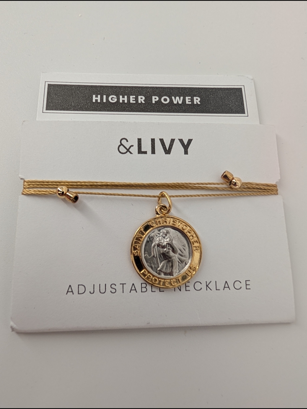 &LIVY Gold and Silver Saint Christopher Adjustable Necklace